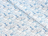 WHITE BLUE & BROWN TEXTURE PRINT PREMIUM MIX COTTON SHIRT FABRIC.